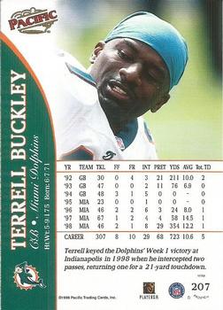 1999 Pacific #207 Terrell Buckley Back