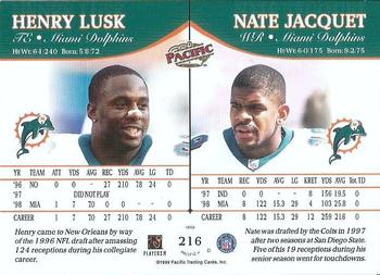 1999 Pacific #216 Henry Lusk / Nate Jacquet Back