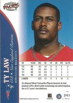 1999 Pacific #241 Ty Law Back