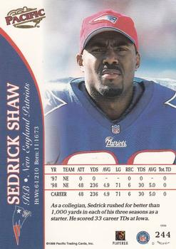 1999 Pacific #244 Sedrick Shaw Back