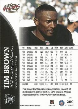 1999 Pacific #290 Tim Brown Back