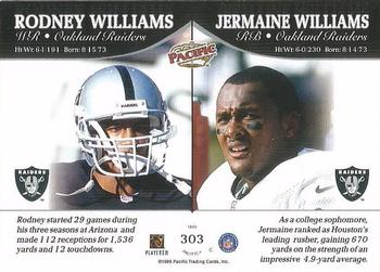 1999 Pacific #303 Rodney Williams / Jermaine Williams Back