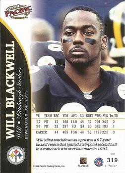 1999 Pacific #319 Will Blackwell Back