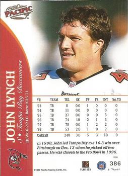 1999 Pacific #386 John Lynch Back