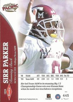 1999 Pacific #445 Sirr Parker Back