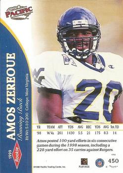 1999 Pacific #450 Amos Zereoue Back