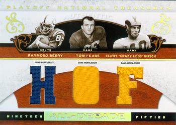 2007 Playoff National Treasures - All Decade Material Trios HOF #AD-RBTFEH Raymond Berry / Tom Fears / Elroy Hirsch Front