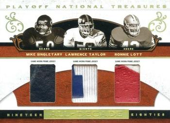 2007 Playoff National Treasures - All Decade Material Trios Prime #AD-STL Mike Singletary / Lawrence Taylor / Ronnie Lott Front