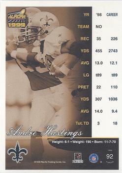 1999 Pacific Aurora #92 Andre Hastings Back