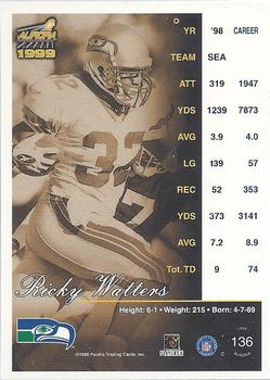 1999 Pacific Aurora #136 Ricky Watters Back
