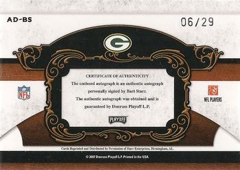 2007 Playoff National Treasures - All Decade Signature Cuts #AD-BST Bart Starr Back
