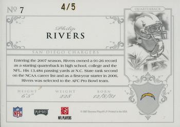 2007 Playoff National Treasures - Gold #7 Philip Rivers Back