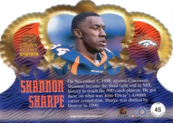 1999 Pacific Crown Royale #45 Shannon Sharpe Back