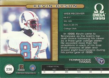 1999 Pacific Omega #236 Kevin Dyson Back