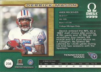 1999 Pacific Omega #238 Derrick Mason Back