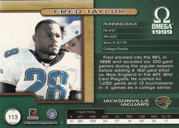 1999 Pacific Omega #113 Fred Taylor Back