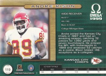 1999 Pacific Omega #119 Andre Rison Back