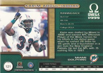1999 Pacific Omega #121 Karim Abdul-Jabbar Back