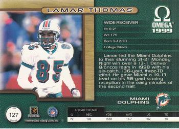 1999 Pacific Omega #127 Lamar Thomas Back