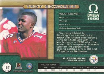 1999 Pacific Omega #187 Troy Edwards Back