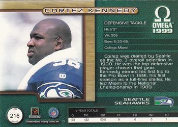 1999 Pacific Omega #216 Cortez Kennedy Back