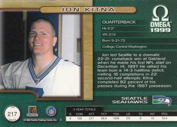 1999 Pacific Omega #217 Jon Kitna Back