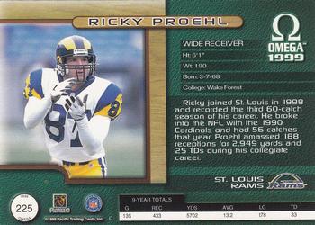 1999 Pacific Omega #225 Ricky Proehl Back