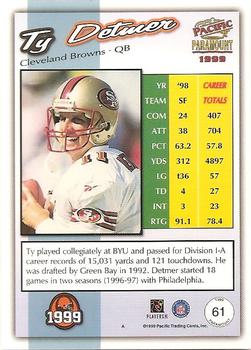 1999 Pacific Paramount #61 Ty Detmer Back