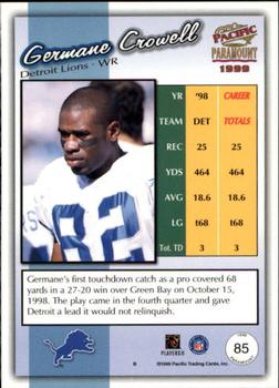 1999 Pacific Paramount #85 Germane Crowell Back