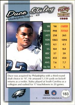 1999 Pacific Paramount #183 Duce Staley Back