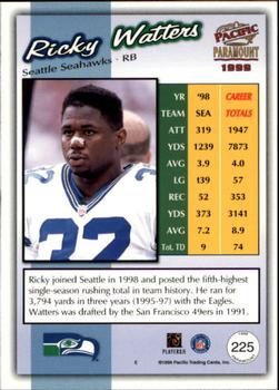 1999 Pacific Paramount #225 Ricky Watters Back