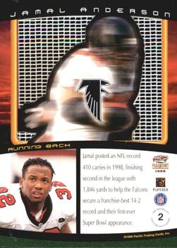 1999 Pacific Paramount - End Zone Net-Fusions #2 Jamal Anderson Back