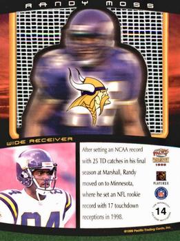 1999 Pacific Paramount - End Zone Net-Fusions #14 Randy Moss Back