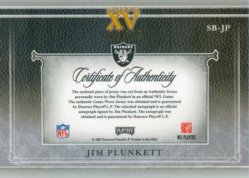 2007 Playoff National Treasures - Super Bowl Material Prime #SB-JP Jim Plunkett Back