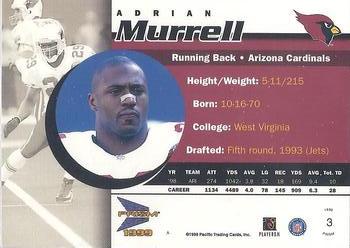 1999 Pacific Prism #3 Adrian Murrell Back