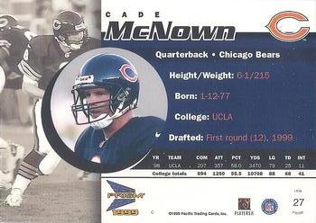 1999 Pacific Prism #27 Cade McNown Back
