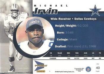1999 Pacific Prism #40 Michael Irvin Back