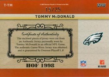 2007 Playoff National Treasures - Timeline Material HOF #T-TM Tommy McDonald Back