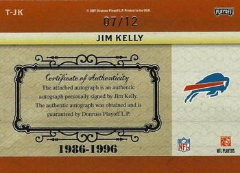 2007 Playoff National Treasures - Timeline Signature #T-JK Jim Kelly Back