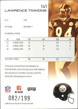 2007 Playoff NFL Playoffs - Black #141 Lawrence Timmons Back