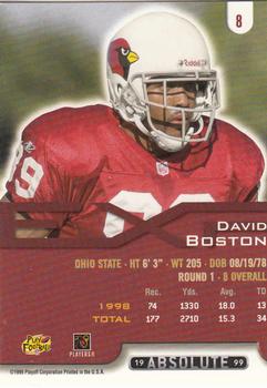 1999 Playoff Absolute EXP #8 David Boston Back