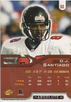 1999 Playoff Absolute EXP #53 O.J. Santiago Back