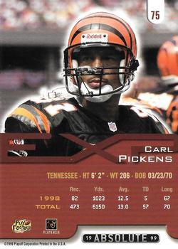 1999 Playoff Absolute EXP #75 Carl Pickens Back