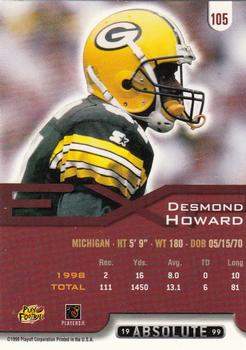 1999 Playoff Absolute EXP #105 Desmond Howard Back