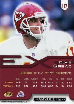1999 Playoff Absolute EXP #117 Elvis Grbac Back