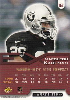 1999 Playoff Absolute EXP #152 Napoleon Kaufman Back