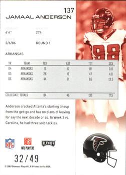 2007 Playoff NFL Playoffs - Black Metalized #137 Jamaal Anderson Back