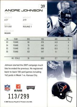 2007 Playoff NFL Playoffs - Gold #39 Andre Johnson Back