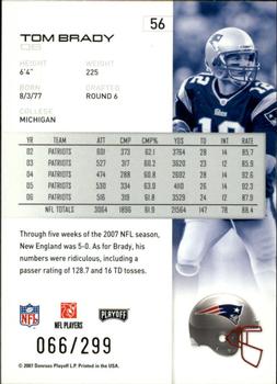 2007 Playoff NFL Playoffs - Gold #56 Tom Brady Back