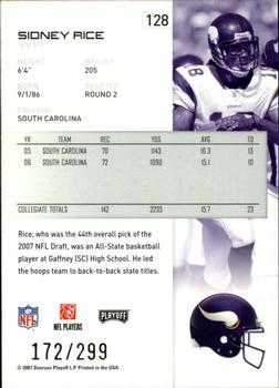 2007 Playoff NFL Playoffs - Gold #128 Sidney Rice Back